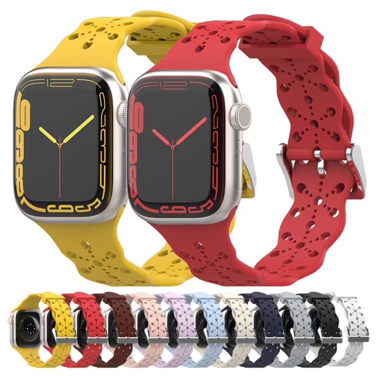 Lace Silicone Watchband For Apple Watch Series, 7 41mm / 6&amp;SE&amp;5&amp;4 40mm / 3&amp;2&amp;1 38mm, 7 45mm / 6&amp;SE&amp;5&amp;4 44mm / 3&amp;2&amp;1 42mm