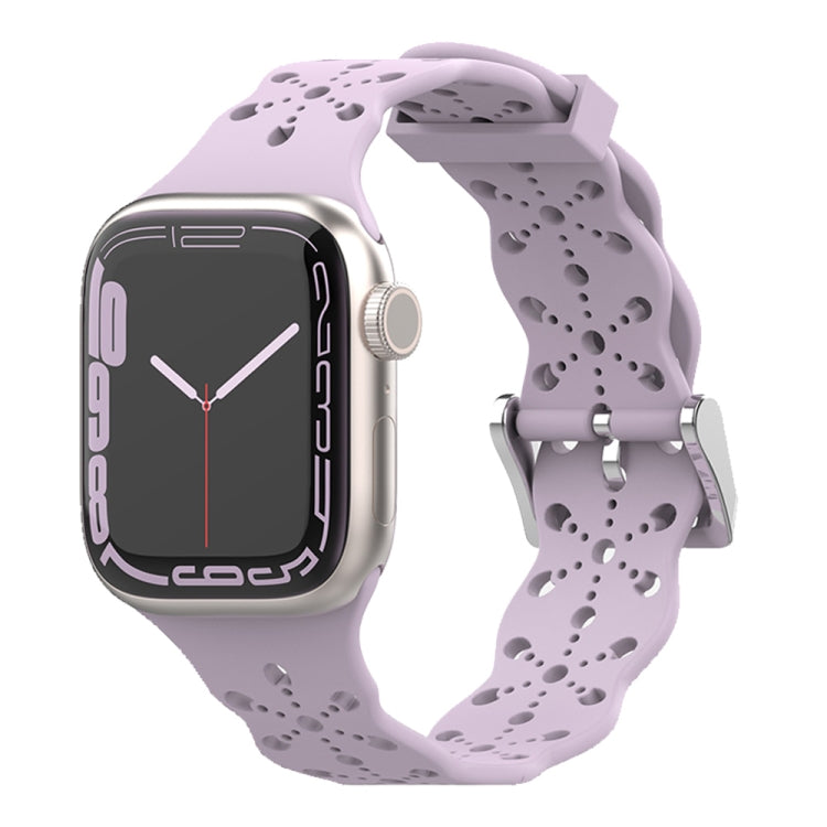 Lace Silicone Watchband For Apple Watch Series, 7 41mm / 6&amp;SE&amp;5&amp;4 40mm / 3&amp;2&amp;1 38mm, 7 45mm / 6&amp;SE&amp;5&amp;4 44mm / 3&amp;2&amp;1 42mm
