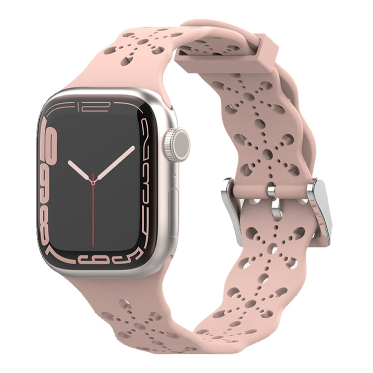 Lace Silicone Watchband For Apple Watch Series, 7 41mm / 6&amp;SE&amp;5&amp;4 40mm / 3&amp;2&amp;1 38mm, 7 45mm / 6&amp;SE&amp;5&amp;4 44mm / 3&amp;2&amp;1 42mm
