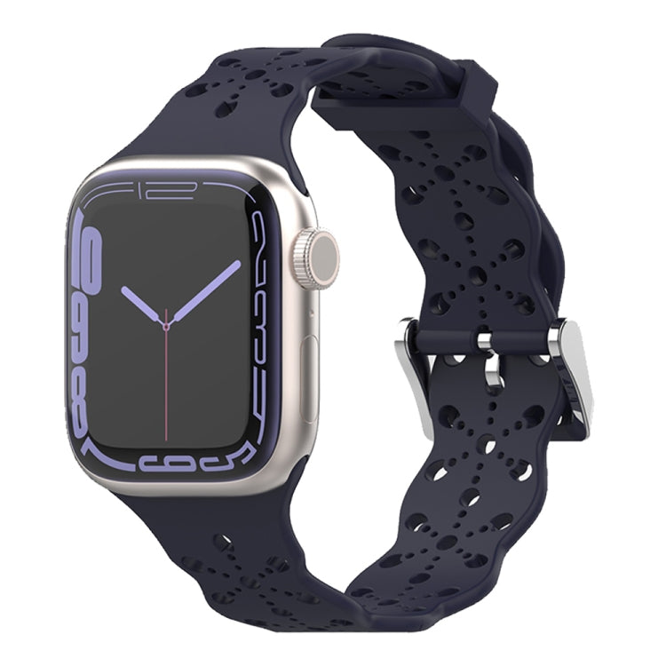 Lace Silicone Watchband For Apple Watch Series, 7 41mm / 6&amp;SE&amp;5&amp;4 40mm / 3&amp;2&amp;1 38mm, 7 45mm / 6&amp;SE&amp;5&amp;4 44mm / 3&amp;2&amp;1 42mm