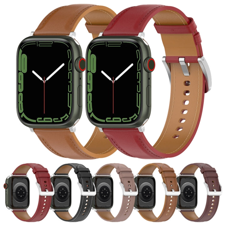 Genuine Leather Watchband, Size: Small Size For Apple Watch Series 7 41mm / 6&amp;SE&amp;5&amp;4 40mm / 3&amp;2&amp;1 38mm, Size: Small Size For Apple Watch Series 8&amp;7 41mm / SE 2&amp;6&amp;SE&amp;5&amp;4 40mm / 3&amp;2&amp;1 38mm