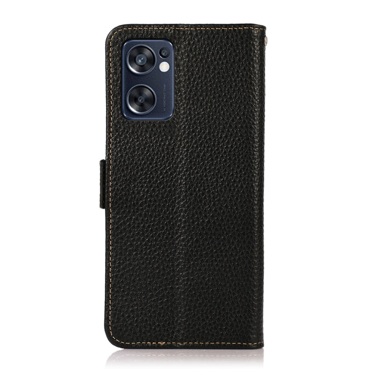 KHAZNEH Side-Magnetic Litchi Genuine Leather RFID Phone Case, For OPPO Reno7 SE 5G, For vivo S12 5G / V23, For Xiaomi Redmi Note 11 4G / Note 11S, For Samsung Galaxy A23 5G