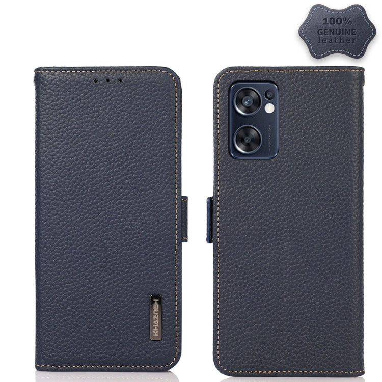 KHAZNEH Side-Magnetic Litchi Genuine Leather RFID Phone Case, For OPPO Reno7 SE 5G, For vivo S12 5G / V23, For Xiaomi Redmi Note 11 4G / Note 11S, For Samsung Galaxy A23 5G