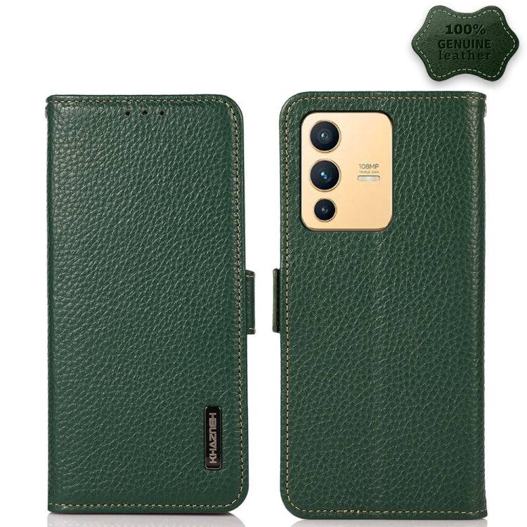 KHAZNEH Side-Magnetic Litchi Genuine Leather RFID Phone Case, For OPPO Reno7 SE 5G, For vivo S12 5G / V23, For Xiaomi Redmi Note 11 4G / Note 11S, For Samsung Galaxy A23 5G