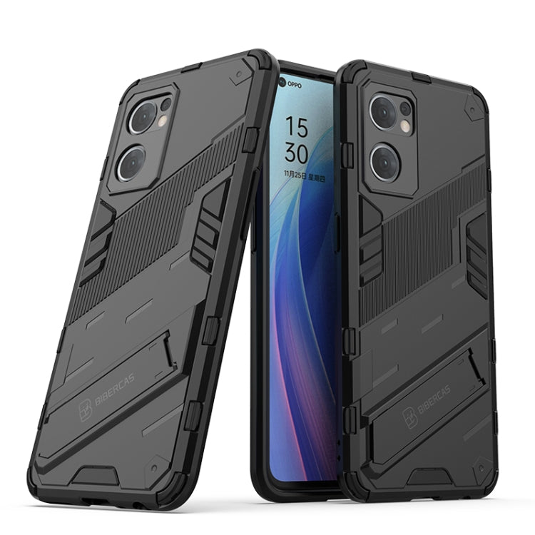 Punk Armor 2 in 1 PC + TPU Shockproof Phone Case with Invisible Holder, For OPPO Reno7 5G Global / Find X5 Lite