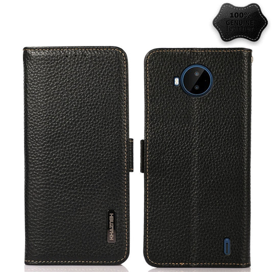 KHAZNEH Side-Magnetic Litchi Genuine Leather RFID Phone Case, For Nokia C20 Plus, For OPPO Realme 9i, For OPPO Reno7 5G / Find X5 Lite, For Xiaomi Redmi Note 11 Pro 5G / 4G Foreign Version, For Xiaomi Redmi Note 11 Pro 5G / 4G