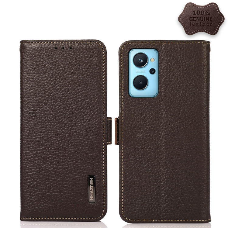 KHAZNEH Side-Magnetic Litchi Genuine Leather RFID Phone Case, For Nokia C20 Plus, For OPPO Realme 9i, For OPPO Reno7 5G / Find X5 Lite, For Xiaomi Redmi Note 11 Pro 5G / 4G Foreign Version, For Xiaomi Redmi Note 11 Pro 5G / 4G