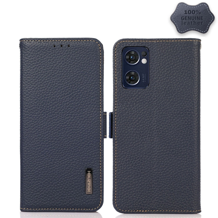 KHAZNEH Side-Magnetic Litchi Genuine Leather RFID Phone Case, For Nokia C20 Plus, For OPPO Realme 9i, For OPPO Reno7 5G / Find X5 Lite, For Xiaomi Redmi Note 11 Pro 5G / 4G Foreign Version, For Xiaomi Redmi Note 11 Pro 5G / 4G