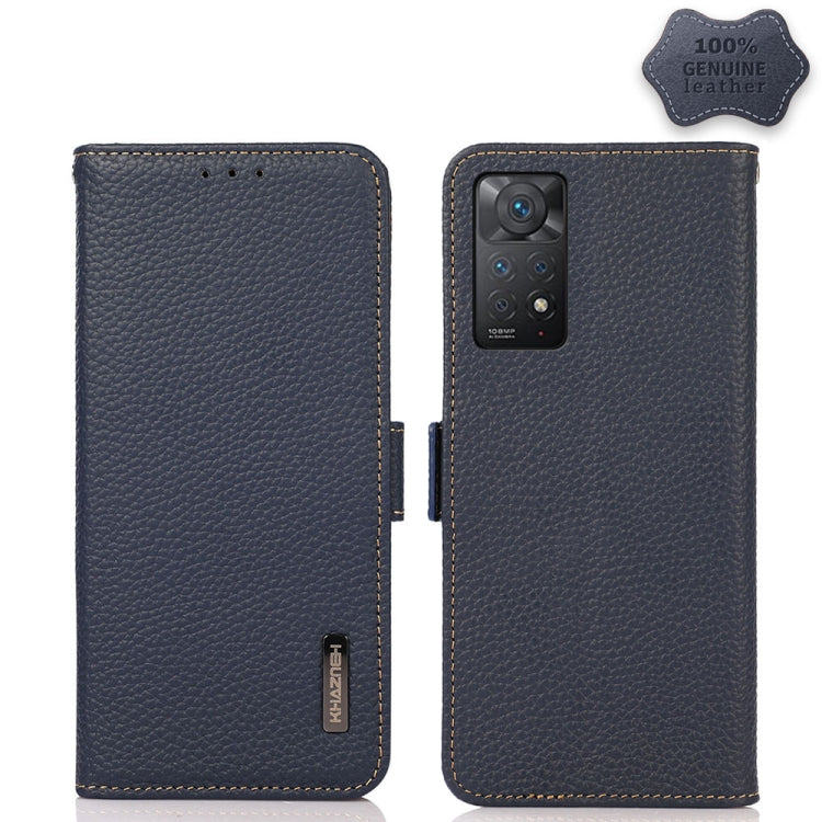 KHAZNEH Side-Magnetic Litchi Genuine Leather RFID Phone Case, For Nokia C20 Plus, For OPPO Realme 9i, For OPPO Reno7 5G / Find X5 Lite, For Xiaomi Redmi Note 11 Pro 5G / 4G Foreign Version, For Xiaomi Redmi Note 11 Pro 5G / 4G