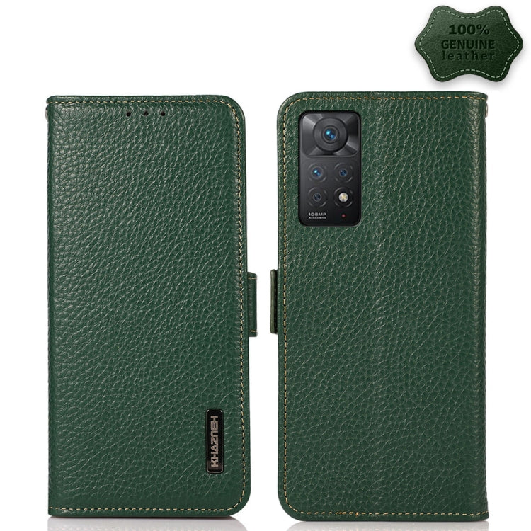 KHAZNEH Side-Magnetic Litchi Genuine Leather RFID Phone Case, For Nokia C20 Plus, For OPPO Realme 9i, For OPPO Reno7 5G / Find X5 Lite, For Xiaomi Redmi Note 11 Pro 5G / 4G Foreign Version, For Xiaomi Redmi Note 11 Pro 5G / 4G