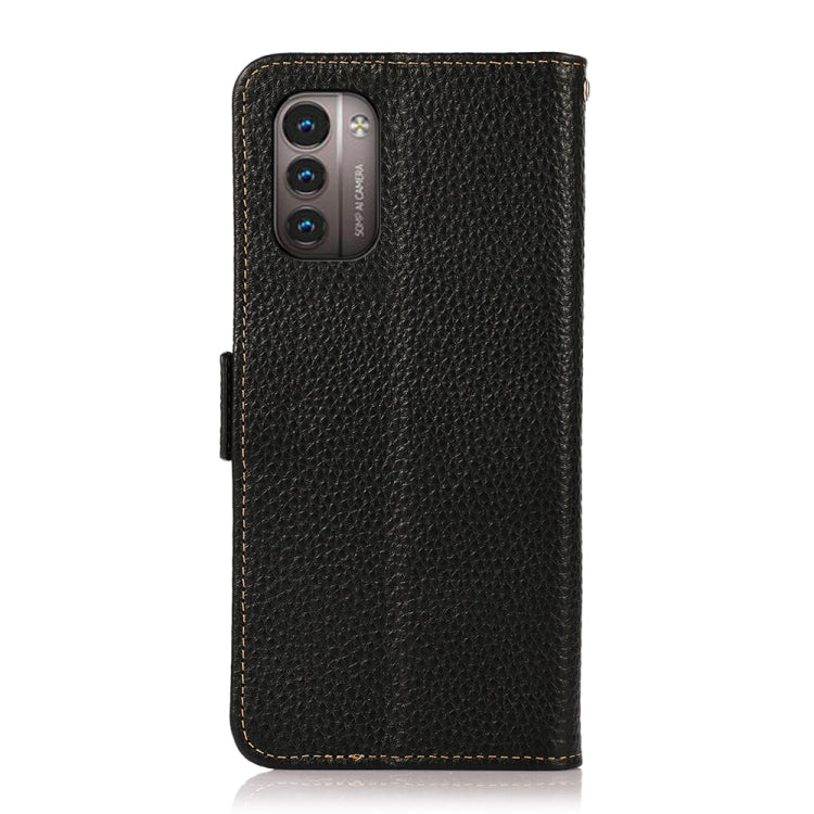 KHAZNEH Side-Magnetic Litchi Genuine Leather RFID Phone Case, For Nokia G21 / G11 4G, For OnePlus Nord CE 2 5G, For OPPO Realme 9 Pro+