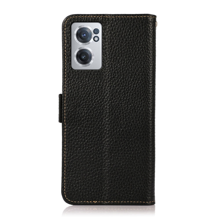 KHAZNEH Side-Magnetic Litchi Genuine Leather RFID Phone Case