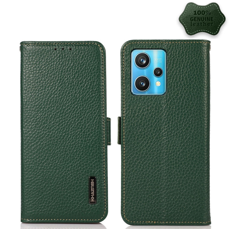 KHAZNEH Side-Magnetic Litchi Genuine Leather RFID Phone Case, For Nokia G21 / G11 4G, For OnePlus Nord CE 2 5G, For OPPO Realme 9 Pro+