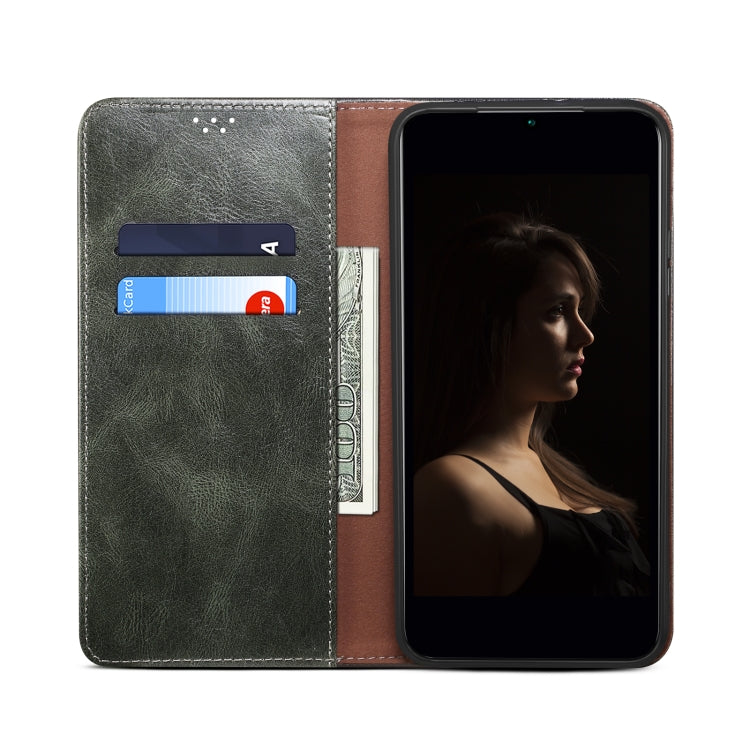 Simple Wax Crazy Horse Texture Horizontal Flip Leather Phone Case with Card Slots & Holder