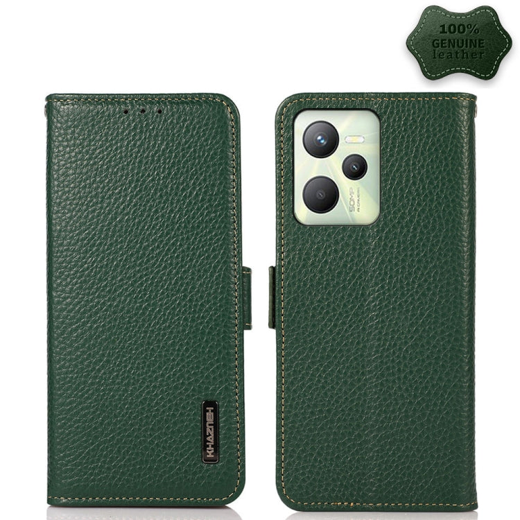 KHAZNEH Side-Magnetic Litchi Genuine Leather RFID Phone Case, For TCL 30 SE / 306 / 305, For TCL 30V 5G / 30 XE 5G, For Xiaomi Redmi K50 Gaming, For OPPO Realme C35