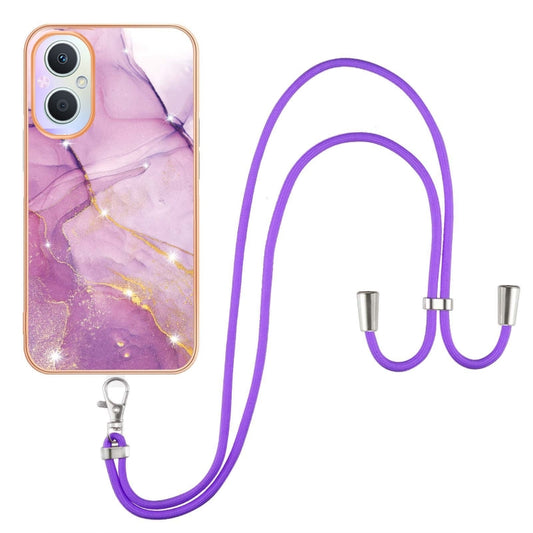 Electroplating Marble IMD TPU Phone Case with Lanyard, For OnePlus Nord N20 5G, For OPPO A15 / A15s, For OPPO A53s 5G / A55 5G / A54 4G / A16 / A54s, For OPPO A74 5G / A93 5G / A54 5G / A93s 5G, For OPPO A94 5G / A95 5G