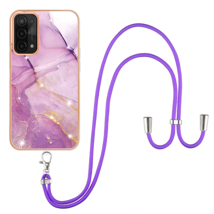 Electroplating Marble IMD TPU Phone Case with Lanyard, For OnePlus Nord N20 5G, For OPPO A15 / A15s, For OPPO A53s 5G / A55 5G / A54 4G / A16 / A54s, For OPPO A74 5G / A93 5G / A54 5G / A93s 5G, For OPPO A94 5G / A95 5G