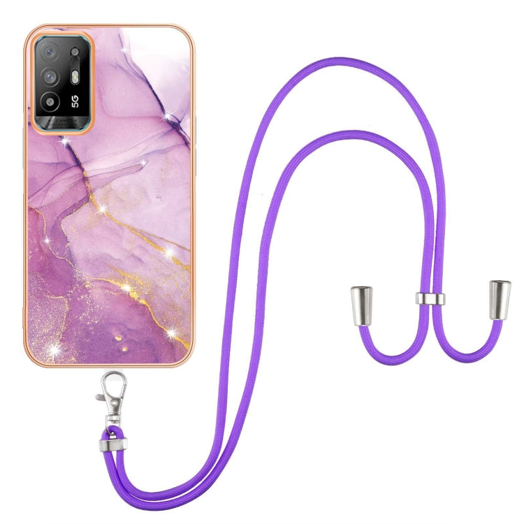 Electroplating Marble IMD TPU Phone Case with Lanyard, For OnePlus Nord N20 5G, For OPPO A15 / A15s, For OPPO A53s 5G / A55 5G / A54 4G / A16 / A54s, For OPPO A74 5G / A93 5G / A54 5G / A93s 5G, For OPPO A94 5G / A95 5G