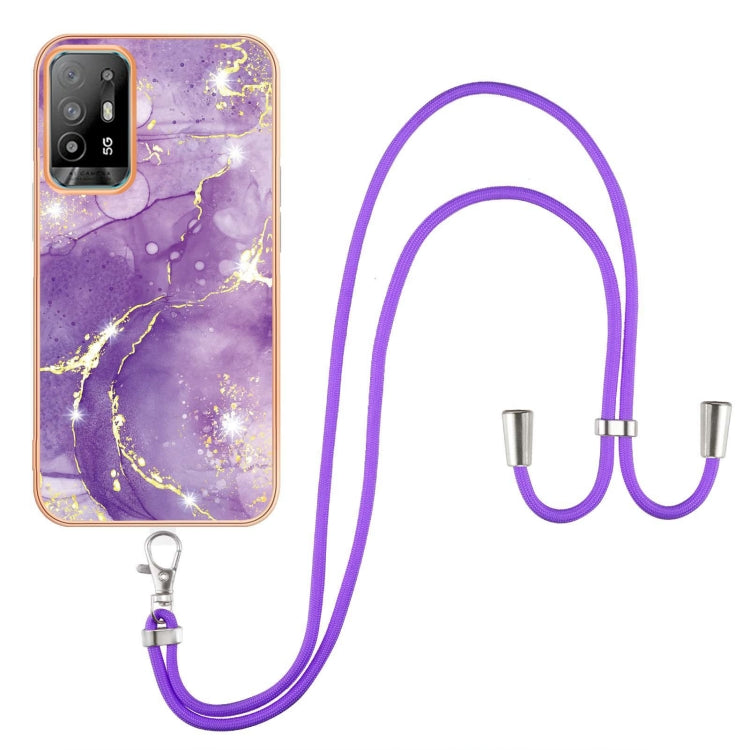 Electroplating Marble IMD TPU Phone Case with Lanyard, For OnePlus Nord N20 5G, For OPPO A15 / A15s, For OPPO A53s 5G / A55 5G / A54 4G / A16 / A54s, For OPPO A74 5G / A93 5G / A54 5G / A93s 5G, For OPPO A94 5G / A95 5G