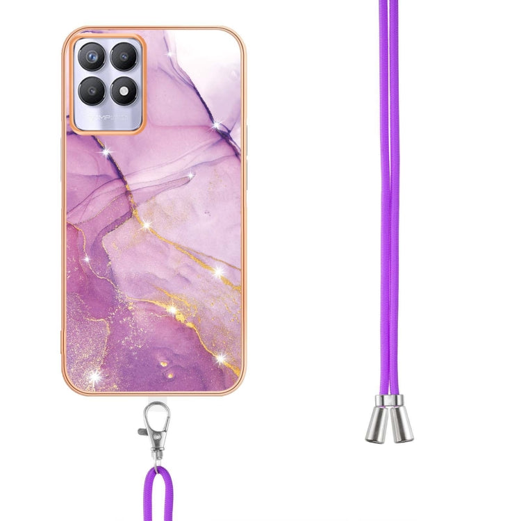 Electroplating Marble IMD TPU Phone Case with Lanyard, For Realme 8i, For Realme C21Y, For OPPO Reno6 5G, For OPPO Reno6 Pro+ 5G