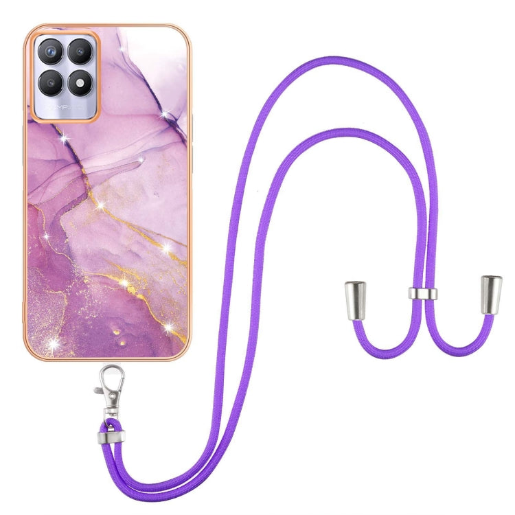 Electroplating Marble IMD TPU Phone Case with Lanyard, For Realme 8i, For Realme C21Y, For OPPO Reno6 5G, For OPPO Reno6 Pro+ 5G