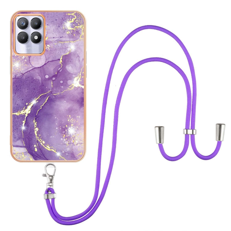 Electroplating Marble IMD TPU Phone Case with Lanyard, For Realme 8i, For Realme C21Y, For OPPO Reno6 5G, For OPPO Reno6 Pro+ 5G