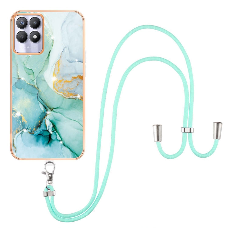 Electroplating Marble IMD TPU Phone Case with Lanyard, For Realme 8i, For Realme C21Y, For OPPO Reno6 5G, For OPPO Reno6 Pro+ 5G