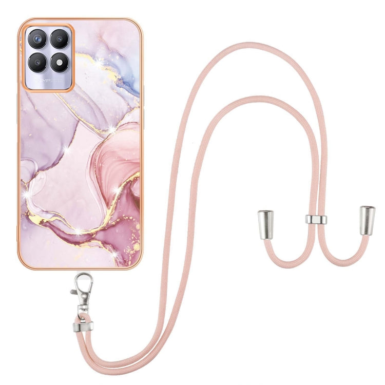 Electroplating Marble IMD TPU Phone Case with Lanyard, For Realme 8i, For Realme C21Y, For OPPO Reno6 5G, For OPPO Reno6 Pro+ 5G