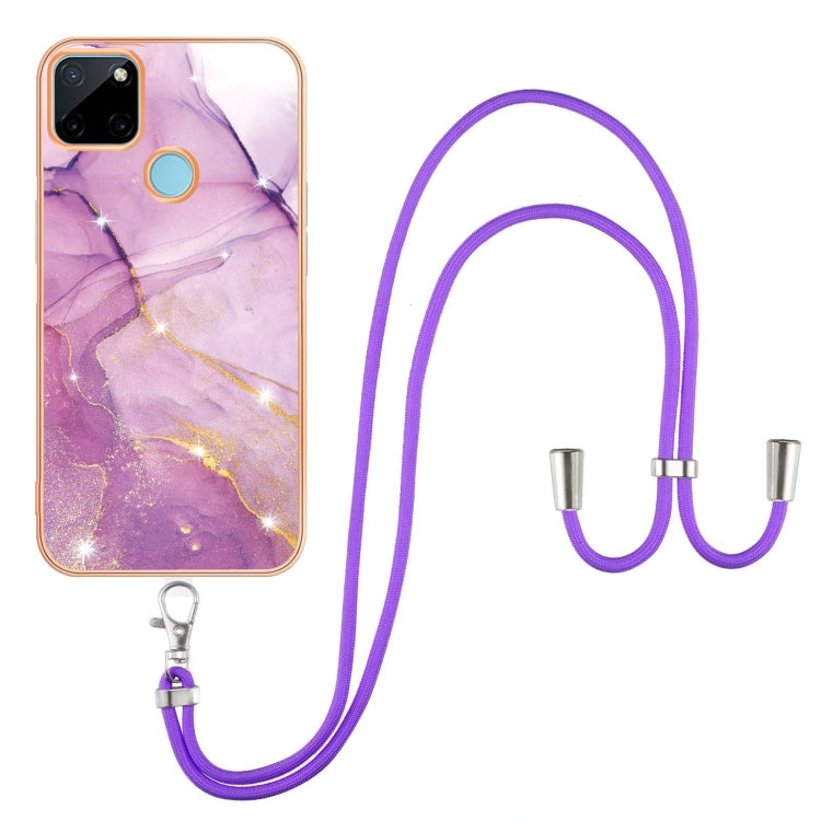 Electroplating Marble IMD TPU Phone Case with Lanyard, For Realme 8i, For Realme C21Y, For OPPO Reno6 5G, For OPPO Reno6 Pro+ 5G