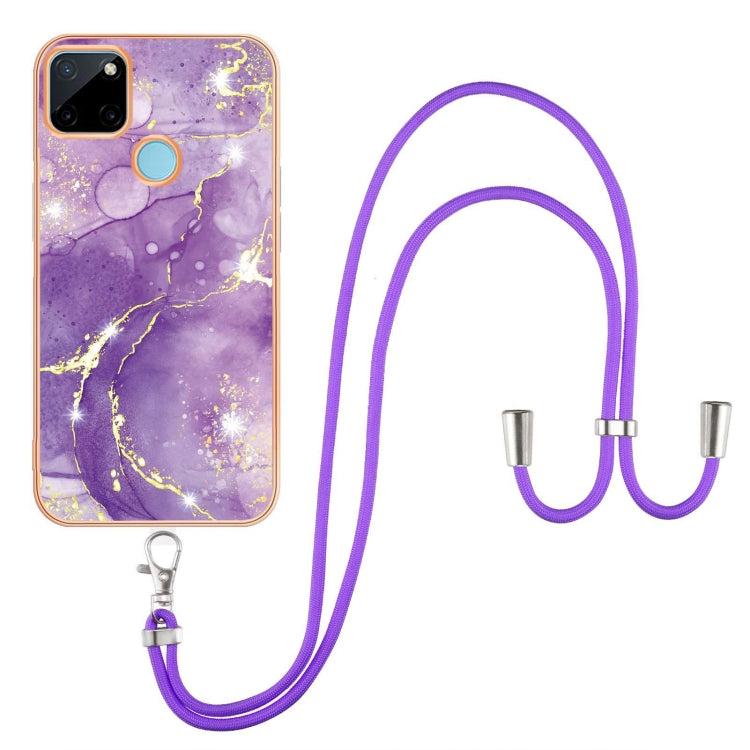 Electroplating Marble IMD TPU Phone Case with Lanyard, For Realme 8i, For Realme C21Y, For OPPO Reno6 5G, For OPPO Reno6 Pro+ 5G