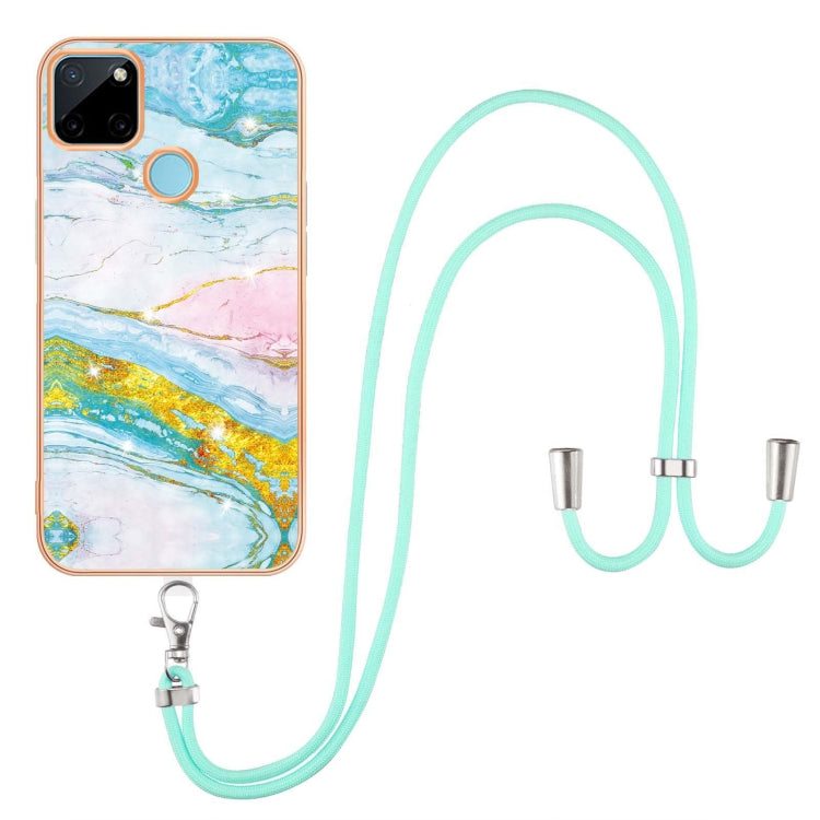 Electroplating Marble IMD TPU Phone Case with Lanyard, For Realme 8i, For Realme C21Y, For OPPO Reno6 5G, For OPPO Reno6 Pro+ 5G