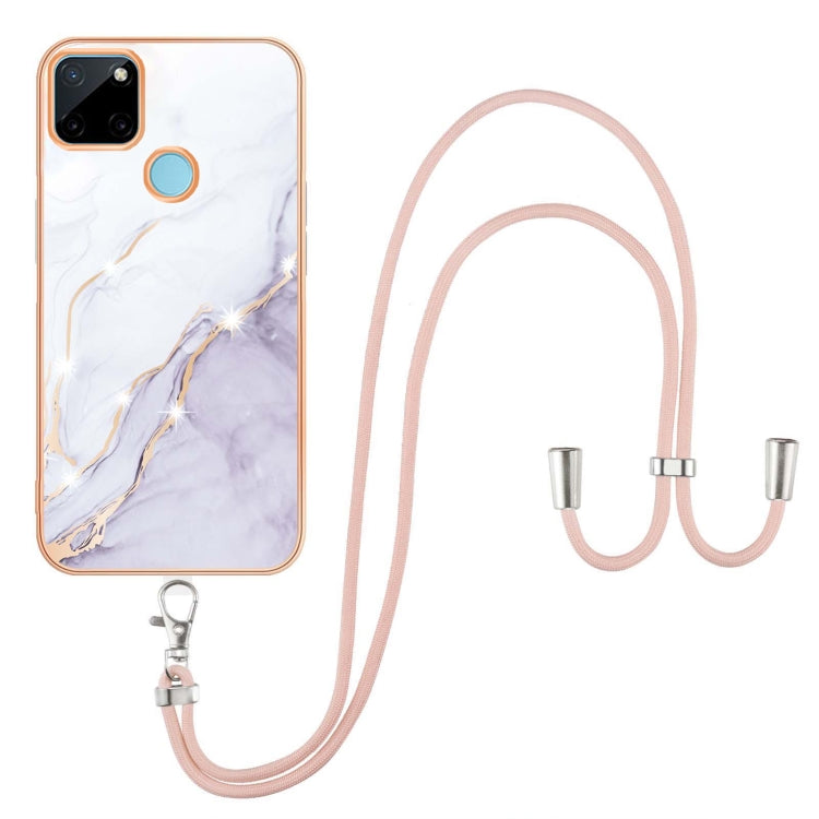 Electroplating Marble IMD TPU Phone Case with Lanyard, For Realme 8i, For Realme C21Y, For OPPO Reno6 5G, For OPPO Reno6 Pro+ 5G