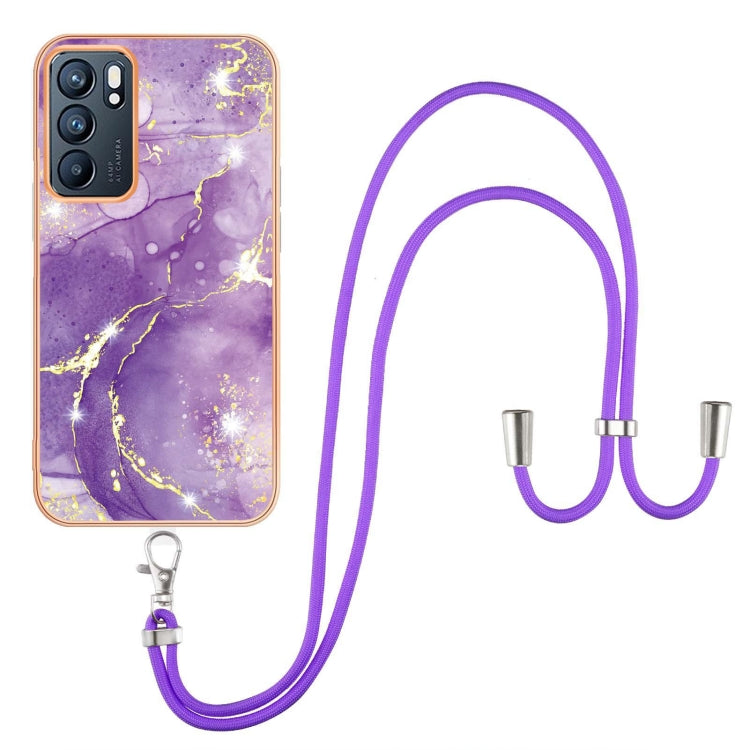 Electroplating Marble IMD TPU Phone Case with Lanyard, For Realme 8i, For Realme C21Y, For OPPO Reno6 5G, For OPPO Reno6 Pro+ 5G