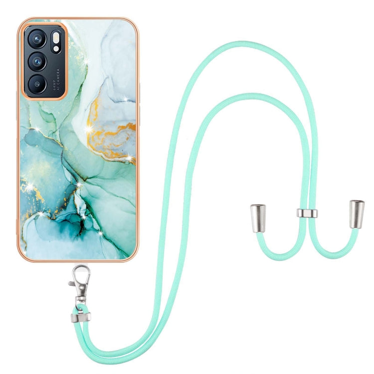 Electroplating Marble IMD TPU Phone Case with Lanyard, For Realme 8i, For Realme C21Y, For OPPO Reno6 5G, For OPPO Reno6 Pro+ 5G