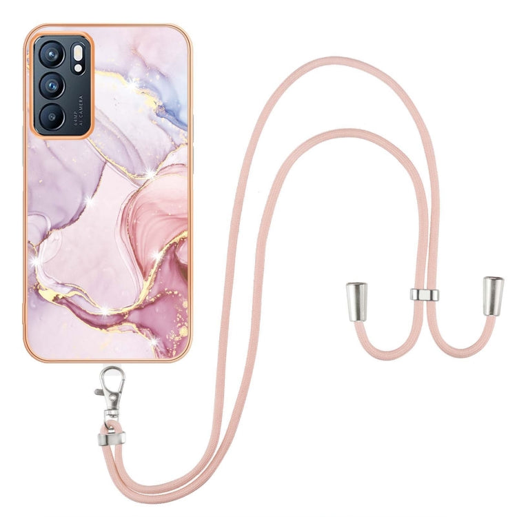 Electroplating Marble IMD TPU Phone Case with Lanyard, For Realme 8i, For Realme C21Y, For OPPO Reno6 5G, For OPPO Reno6 Pro+ 5G