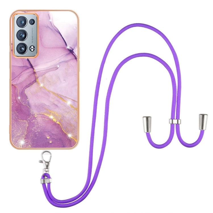 Electroplating Marble IMD TPU Phone Case with Lanyard, For Realme 8i, For Realme C21Y, For OPPO Reno6 5G, For OPPO Reno6 Pro+ 5G