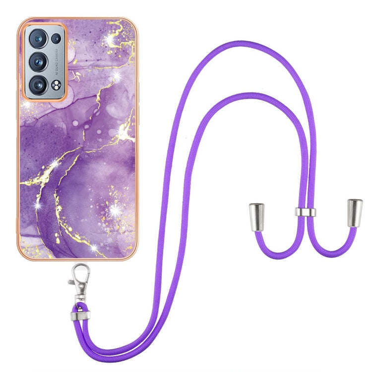 Electroplating Marble IMD TPU Phone Case with Lanyard, For Realme 8i, For Realme C21Y, For OPPO Reno6 5G, For OPPO Reno6 Pro+ 5G