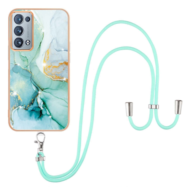 Electroplating Marble IMD TPU Phone Case with Lanyard, For Realme 8i, For Realme C21Y, For OPPO Reno6 5G, For OPPO Reno6 Pro+ 5G