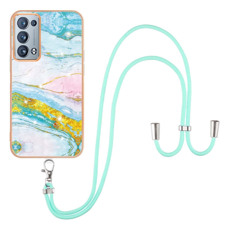 Electroplating Marble IMD TPU Phone Case with Lanyard, For Realme 8i, For Realme C21Y, For OPPO Reno6 5G, For OPPO Reno6 Pro+ 5G