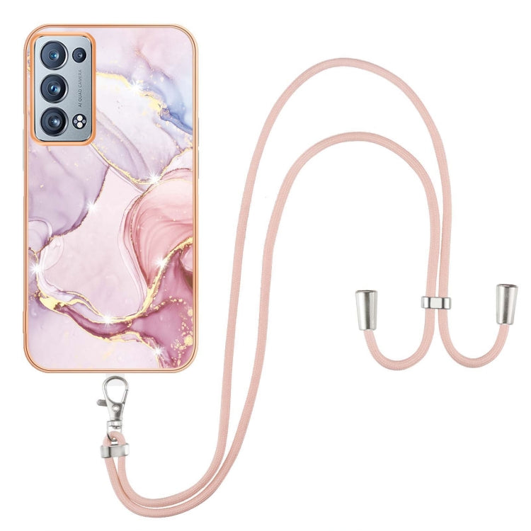 Electroplating Marble IMD TPU Phone Case with Lanyard, For Realme 8i, For Realme C21Y, For OPPO Reno6 5G, For OPPO Reno6 Pro+ 5G