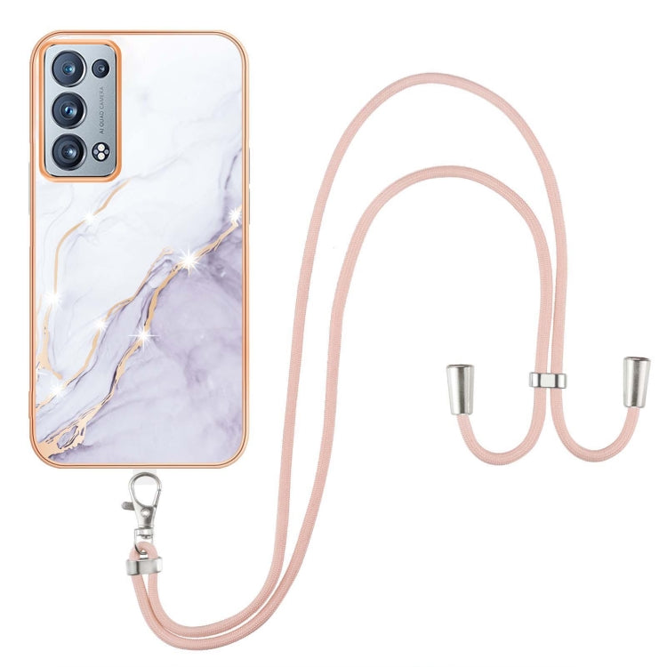 Electroplating Marble IMD TPU Phone Case with Lanyard, For Realme 8i, For Realme C21Y, For OPPO Reno6 5G, For OPPO Reno6 Pro+ 5G