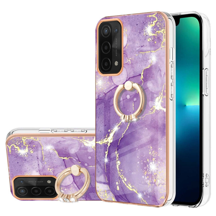Electroplating Marble Pattern IMD TPU Phone Case with Ring Holder