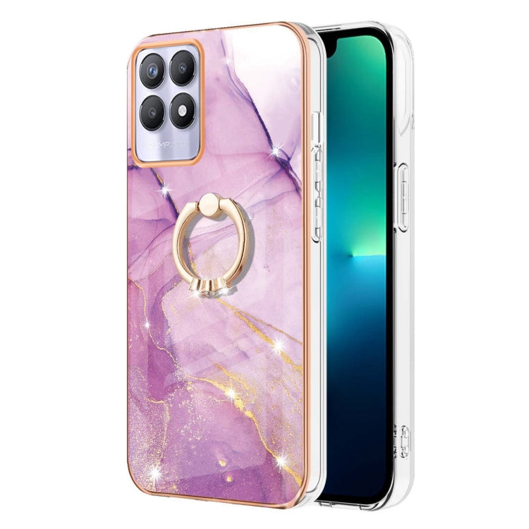 Electroplating Marble Pattern IMD TPU Phone Case with Ring Holder, For Realme 8i, For Realme C21Y, For OPPO Reno6 5G, For OPPO Reno6 Pro+ 5G