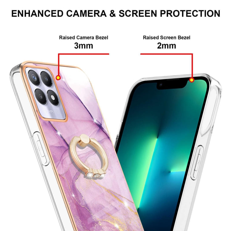 Electroplating Marble Pattern IMD TPU Phone Case with Ring Holder, For Realme 8i, For Realme C21Y, For OPPO Reno6 5G, For OPPO Reno6 Pro+ 5G