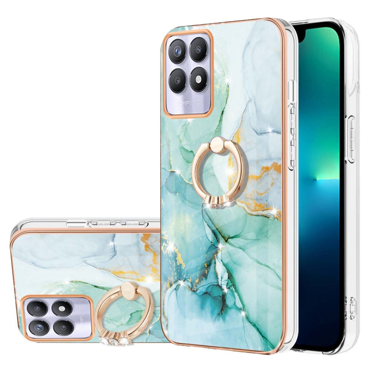 Electroplating Marble Pattern IMD TPU Phone Case with Ring Holder, For Realme 8i, For Realme C21Y, For OPPO Reno6 5G, For OPPO Reno6 Pro+ 5G