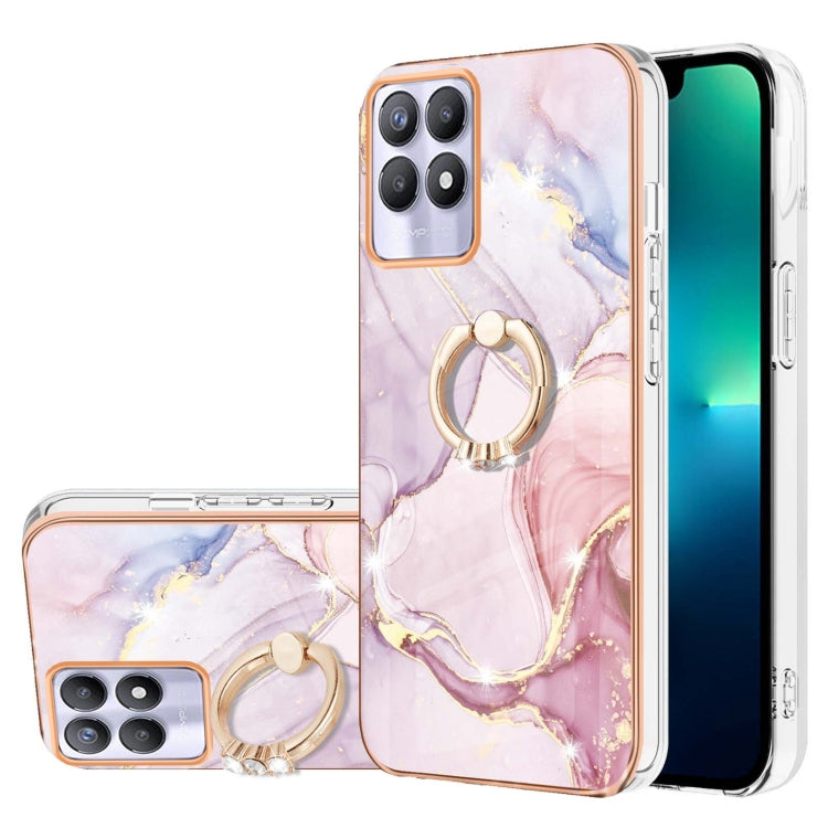 Electroplating Marble Pattern IMD TPU Phone Case with Ring Holder, For Realme 8i, For Realme C21Y, For OPPO Reno6 5G, For OPPO Reno6 Pro+ 5G