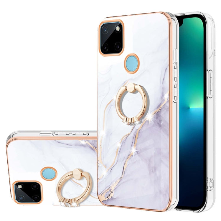 Electroplating Marble Pattern IMD TPU Phone Case with Ring Holder, For Realme 8i, For Realme C21Y, For OPPO Reno6 5G, For OPPO Reno6 Pro+ 5G