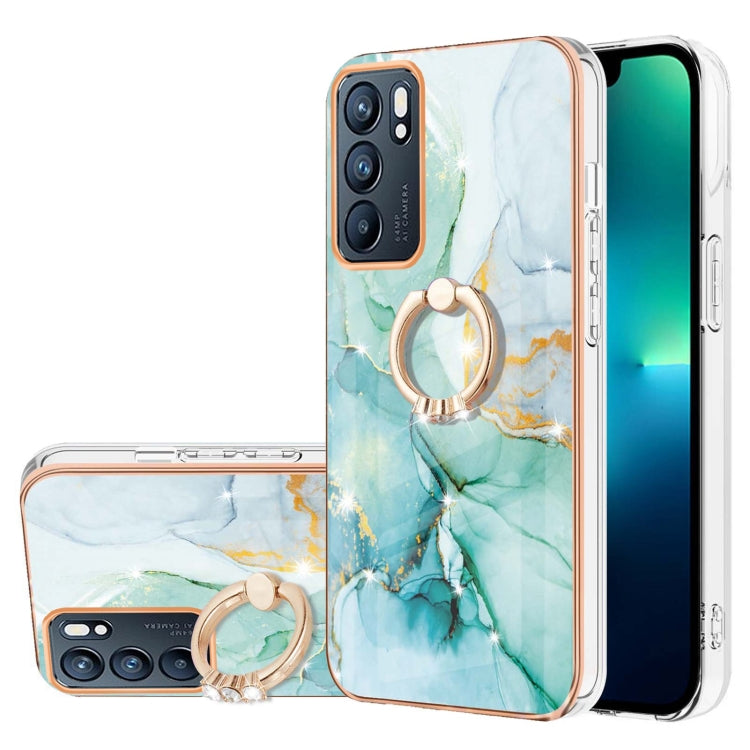 Electroplating Marble Pattern IMD TPU Phone Case with Ring Holder, For Realme 8i, For Realme C21Y, For OPPO Reno6 5G, For OPPO Reno6 Pro+ 5G