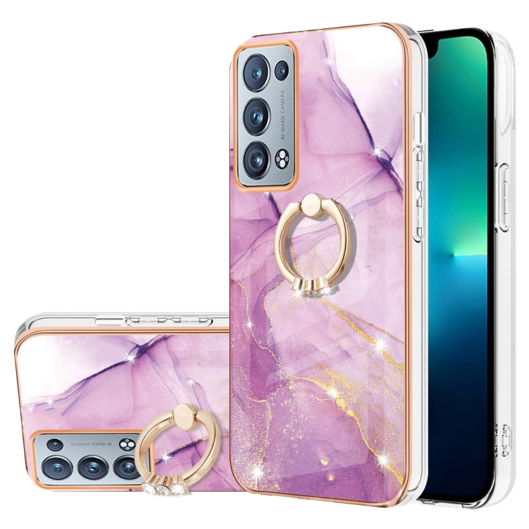 Electroplating Marble Pattern IMD TPU Phone Case with Ring Holder, For Realme 8i, For Realme C21Y, For OPPO Reno6 5G, For OPPO Reno6 Pro+ 5G