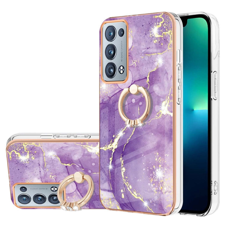 Electroplating Marble Pattern IMD TPU Phone Case with Ring Holder, For Realme 8i, For Realme C21Y, For OPPO Reno6 5G, For OPPO Reno6 Pro+ 5G